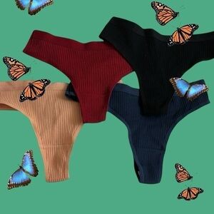 Low Rise Ribbed Cotton Panties Bundle of 4 NWOT